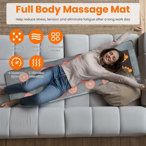 Full Body Electric Massage Mat with Heat Vibration Massage Pad Cushion