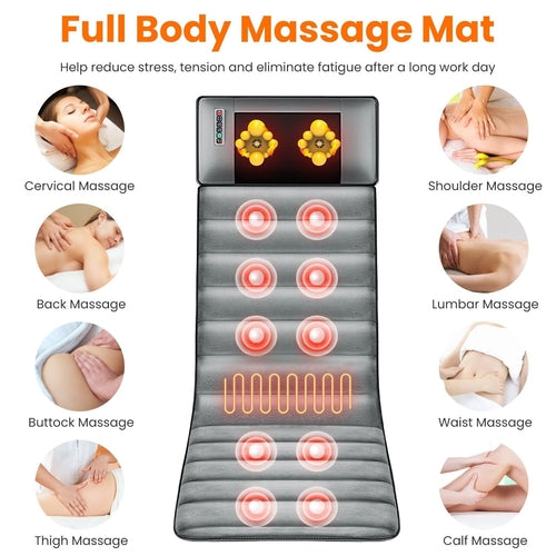 Full Body Electric Massage Mat with Heat Vibration Massage Pad Cushion